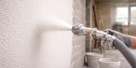 Machine-spray gypsum picture